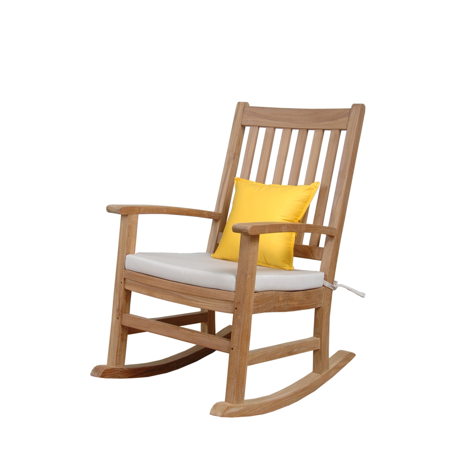 Natural Teak Wood Outdoor Rocking Armchair with Arms