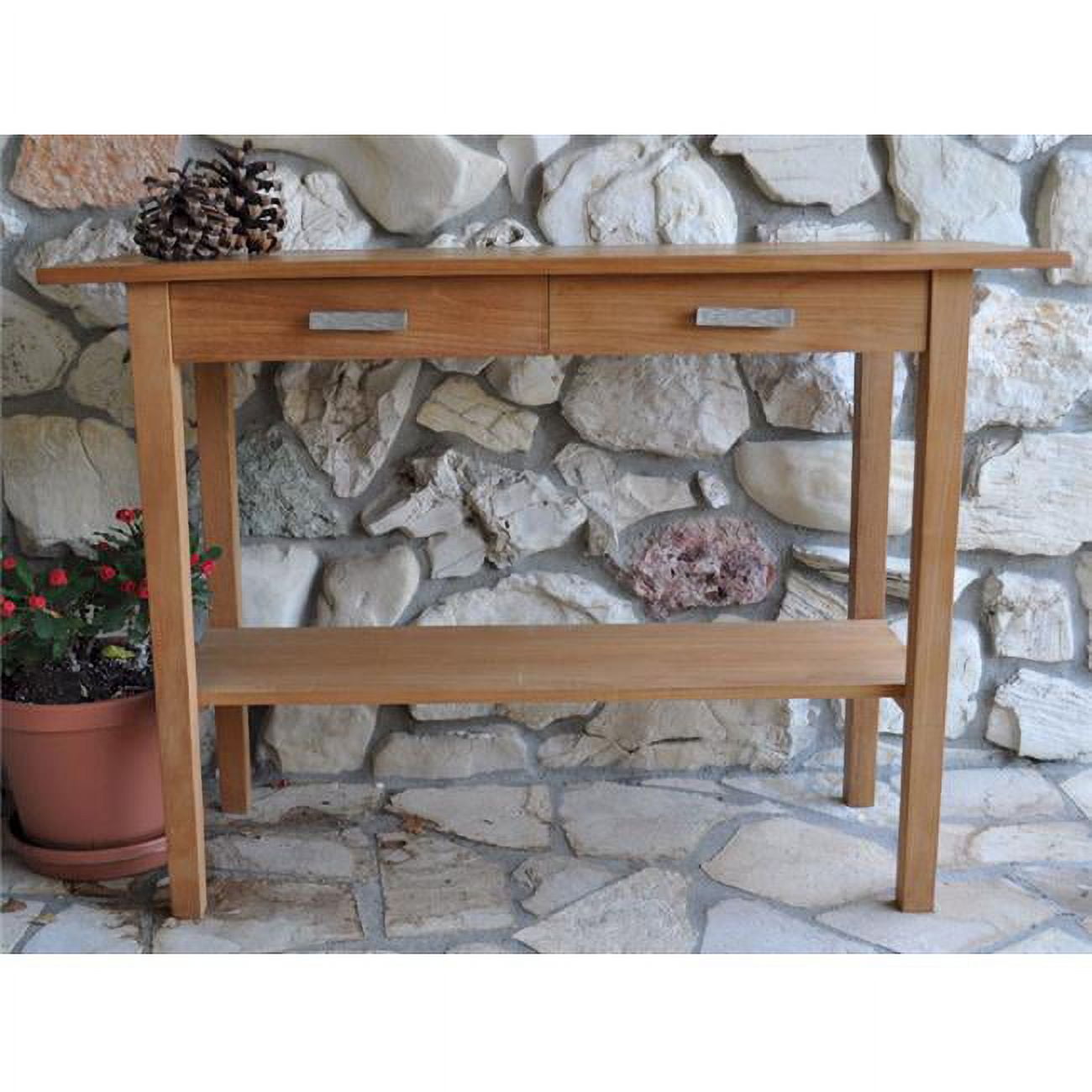 Anderson Teak Rectangular Outdoor Serving Table with Drawers and Shelf