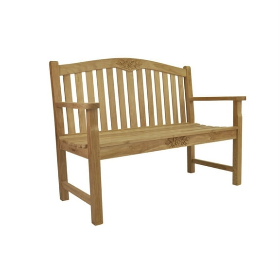 Anderson Teak Rose Hand-Carved Teak Outdoor Bench - N/A
