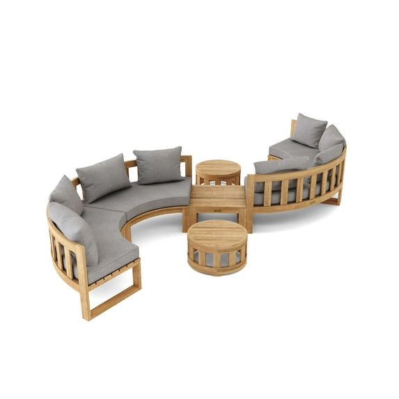 Anderson Teak SET-811 Circular Modular Deep Seating Set, Natural Smooth Well Sanded