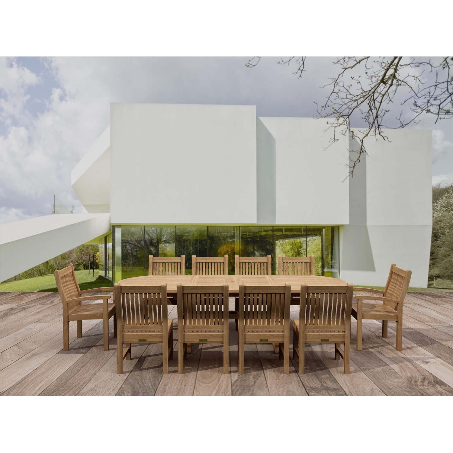 Natural Teak 8-Person Oval Extension Dining Set