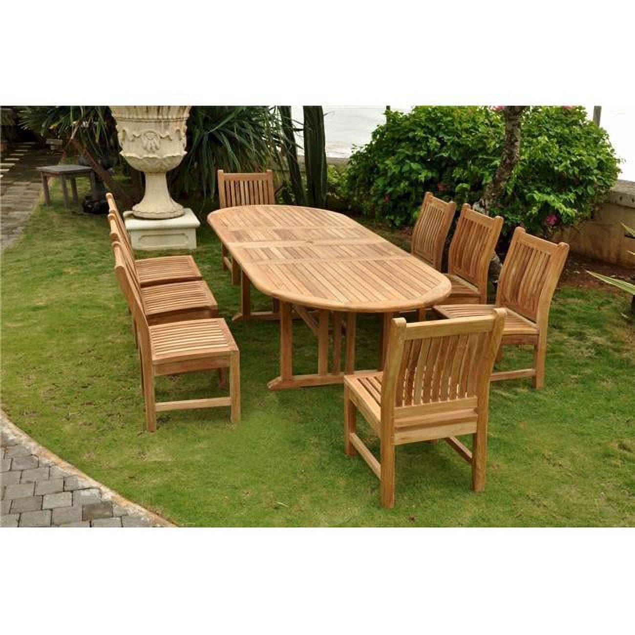 Natural Teak 8-Person Oval Extension Dining Set