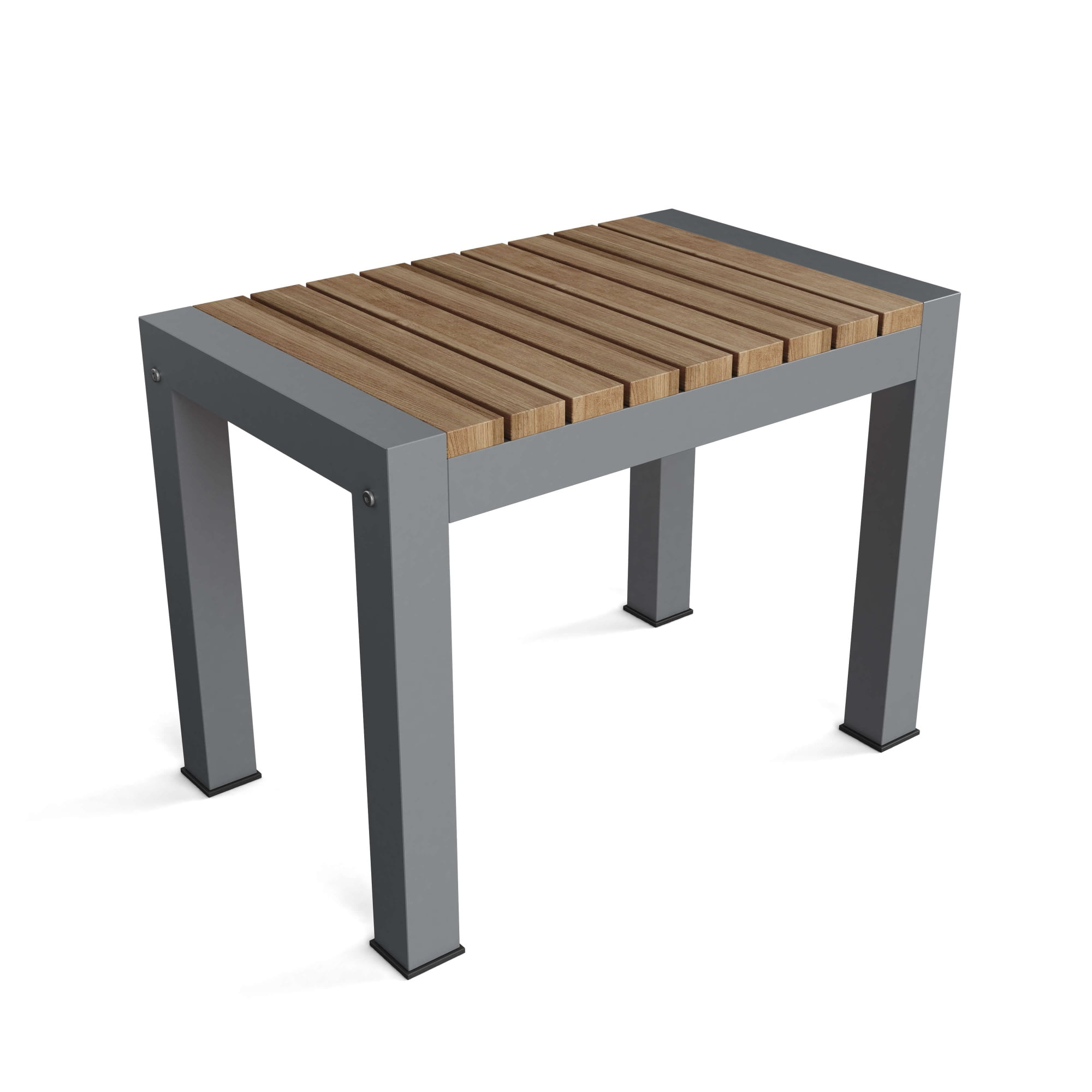 Seville Gray Aluminum and Teak Outdoor Bench