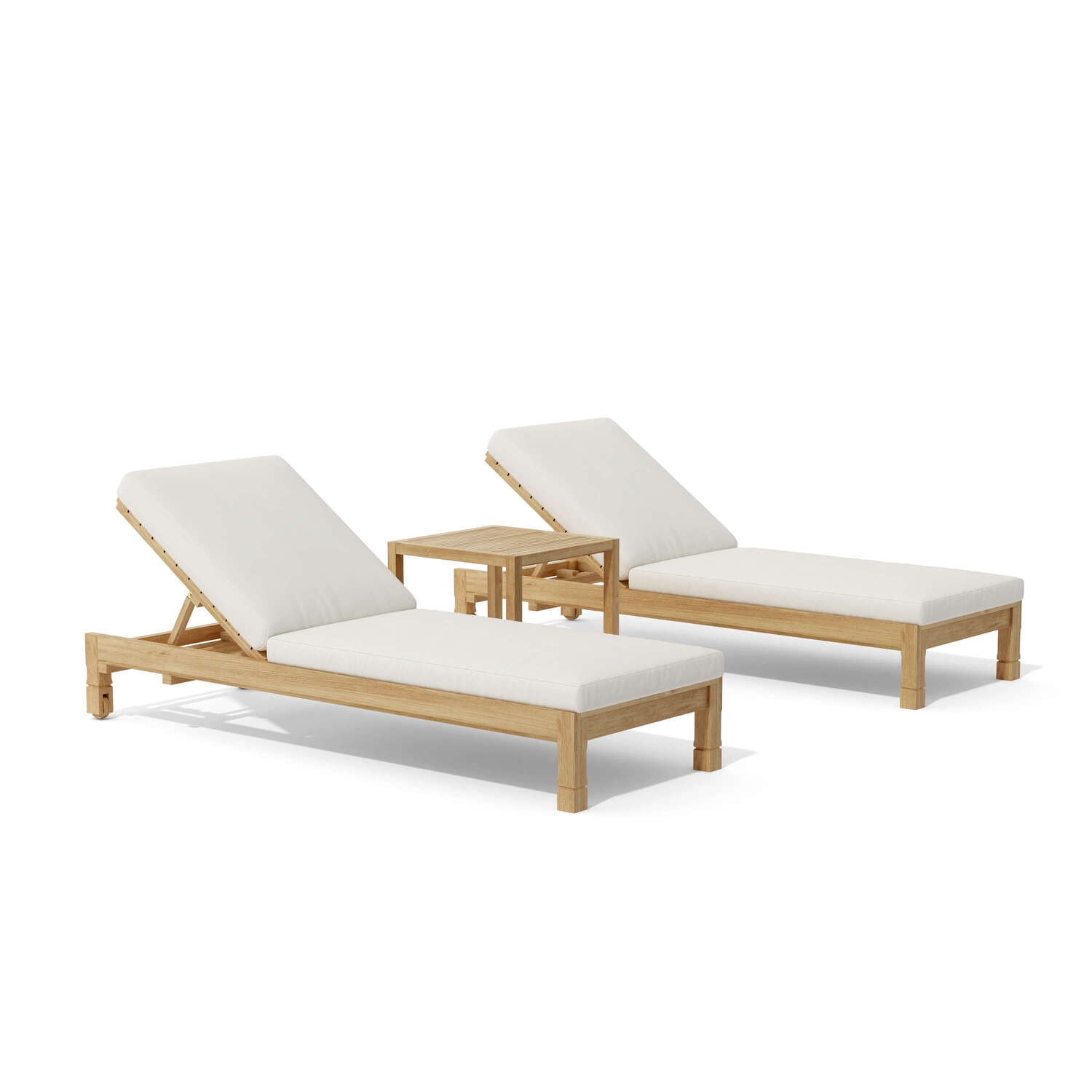 South Bay Glenmore Teak 3-Piece Outdoor Chaise Lounge Set