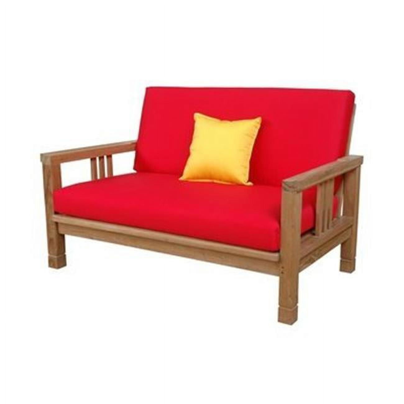 SouthBay Teak Wood Loveseat with Red Cushions
