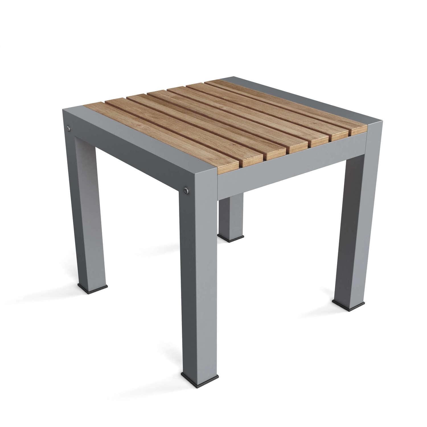 Seville Gray and Teak Outdoor Square Side Table