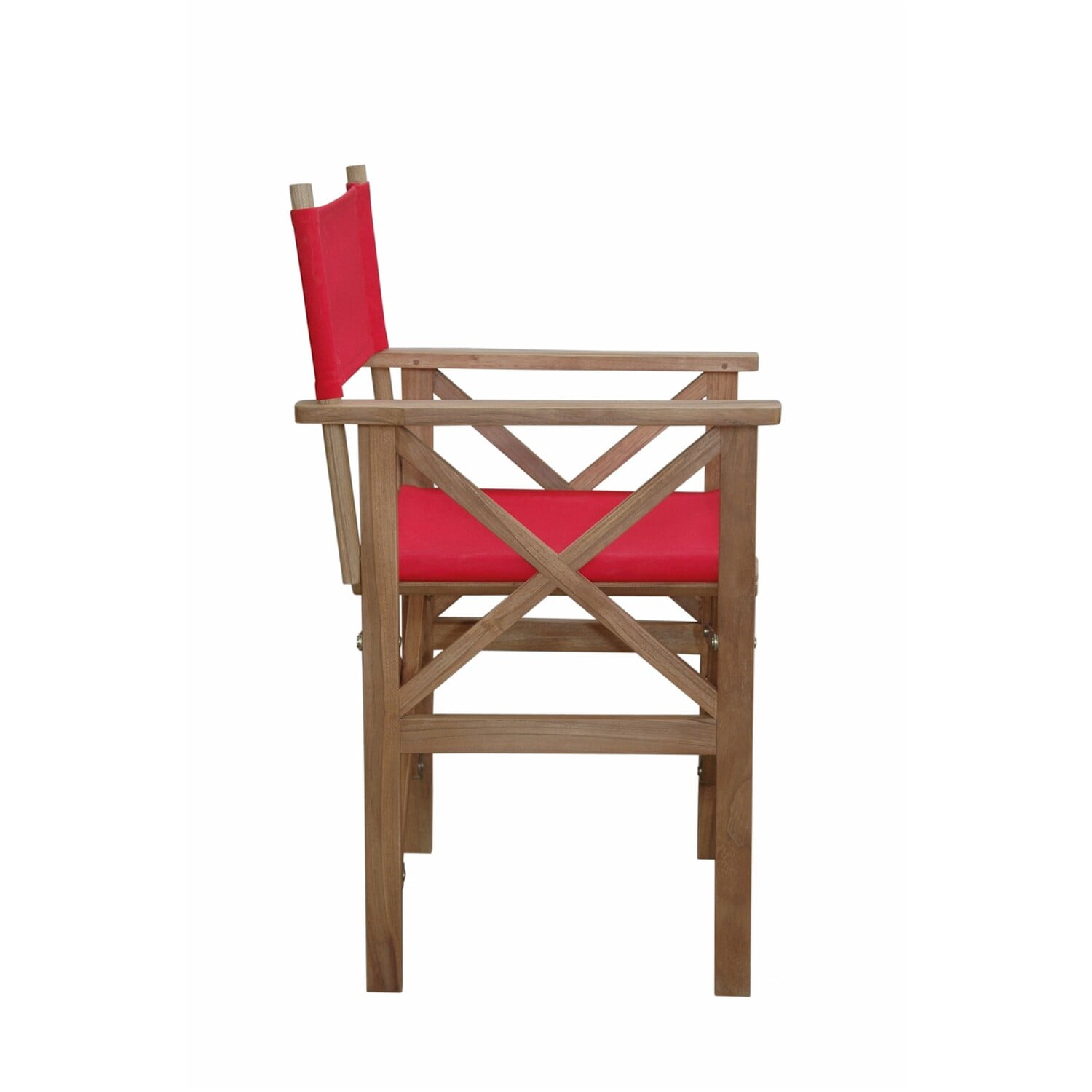 Red Teak Folding Director Armchair with Canvas