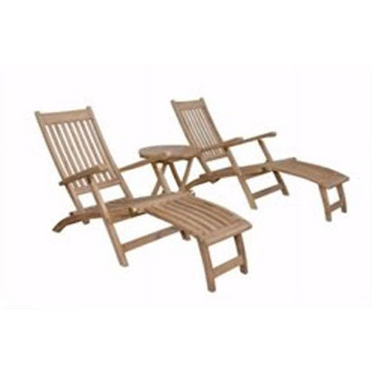 Tropicana Teak 3-Piece Outdoor Chaise Lounge Set