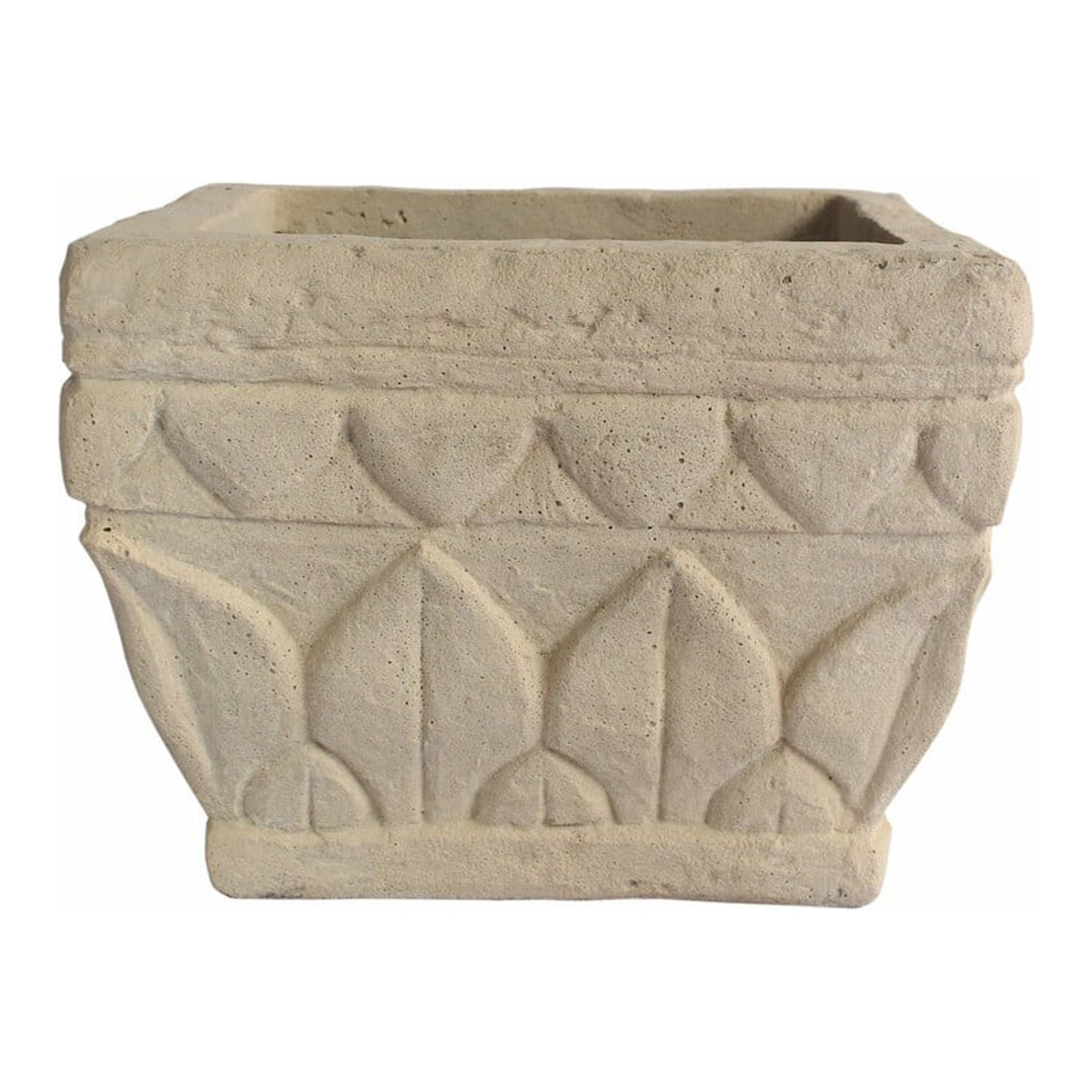 Verona Natural Beige Cast Limestone Square Planter Box