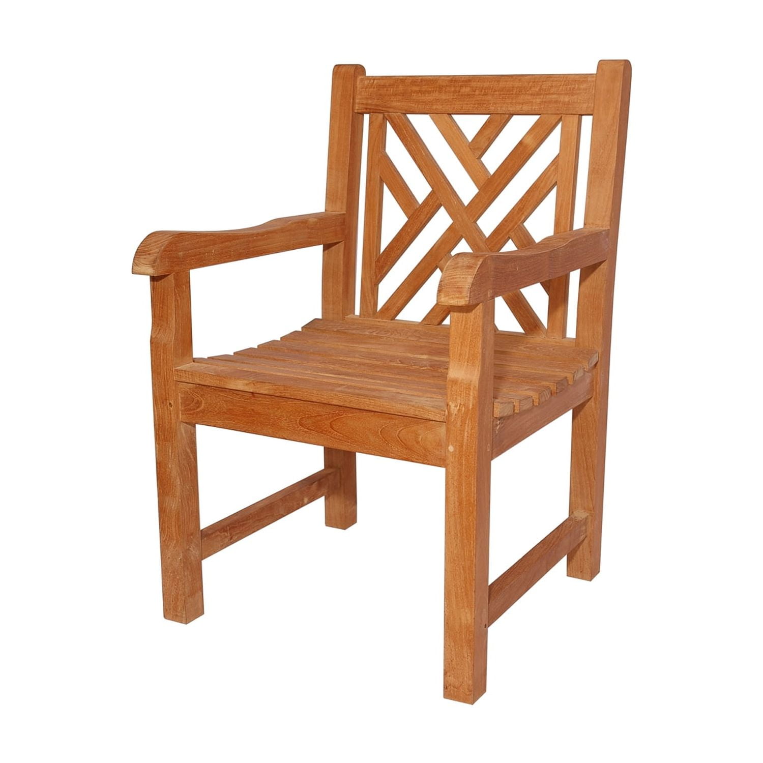 Vilano Teak Outdoor Dining Armchair with Crisscross Back