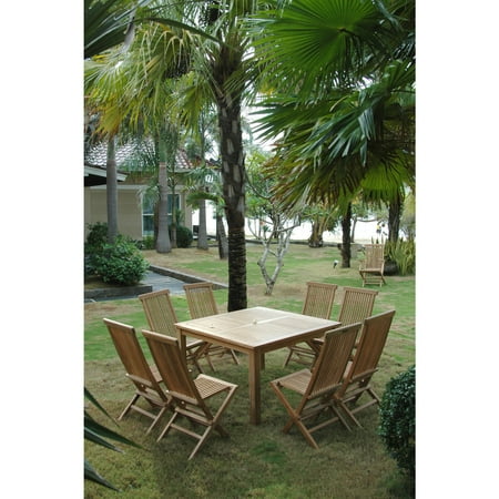 SET-104 9-Piece Dining Set with 47" Windsor Square Dining Table and 8 Classic Folding Chair