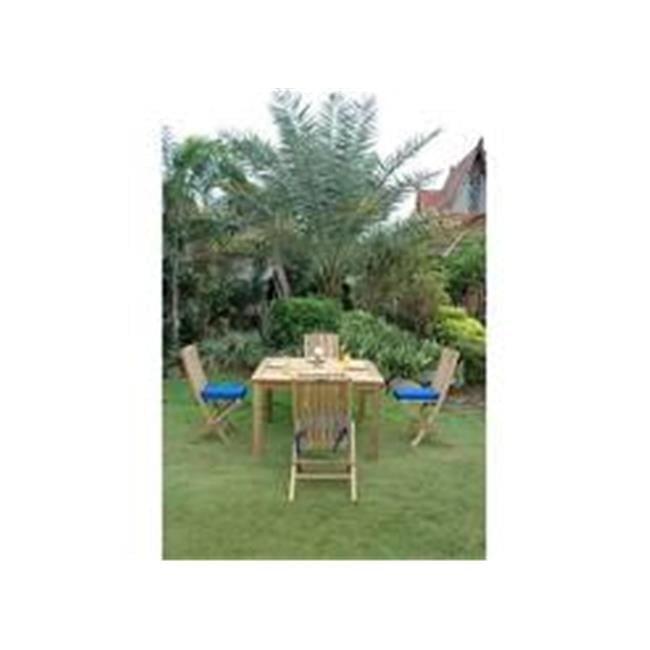 Natural Teak 5-Piece Folding Outdoor Dining Set