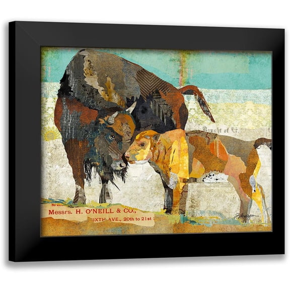 Anderson, Traci 14x12 Black Modern Framed Museum Art Print Titled - Bison and Baby