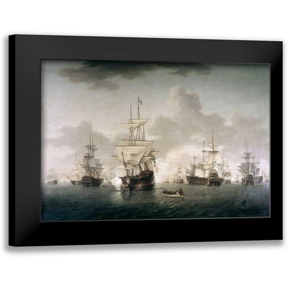 Anderson, William 14x11 Black Modern Framed Museum Art Print Titled - Admiral Lord Howe Joining His Flagship