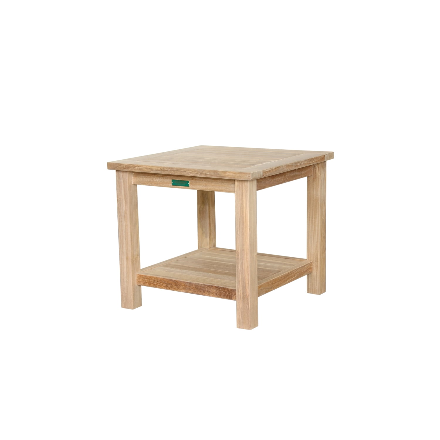 Bahama Teak 22" Square 2-Tier Side Table in Natural Finish