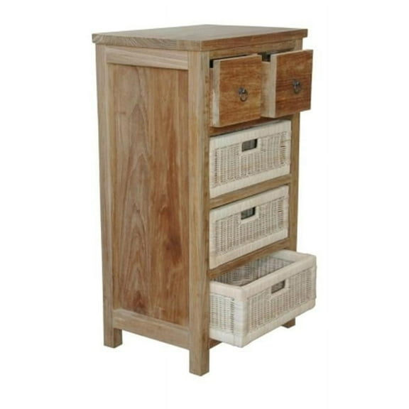 Andersonteak Safari Occasional Table with Drawer & Rattan Baskets