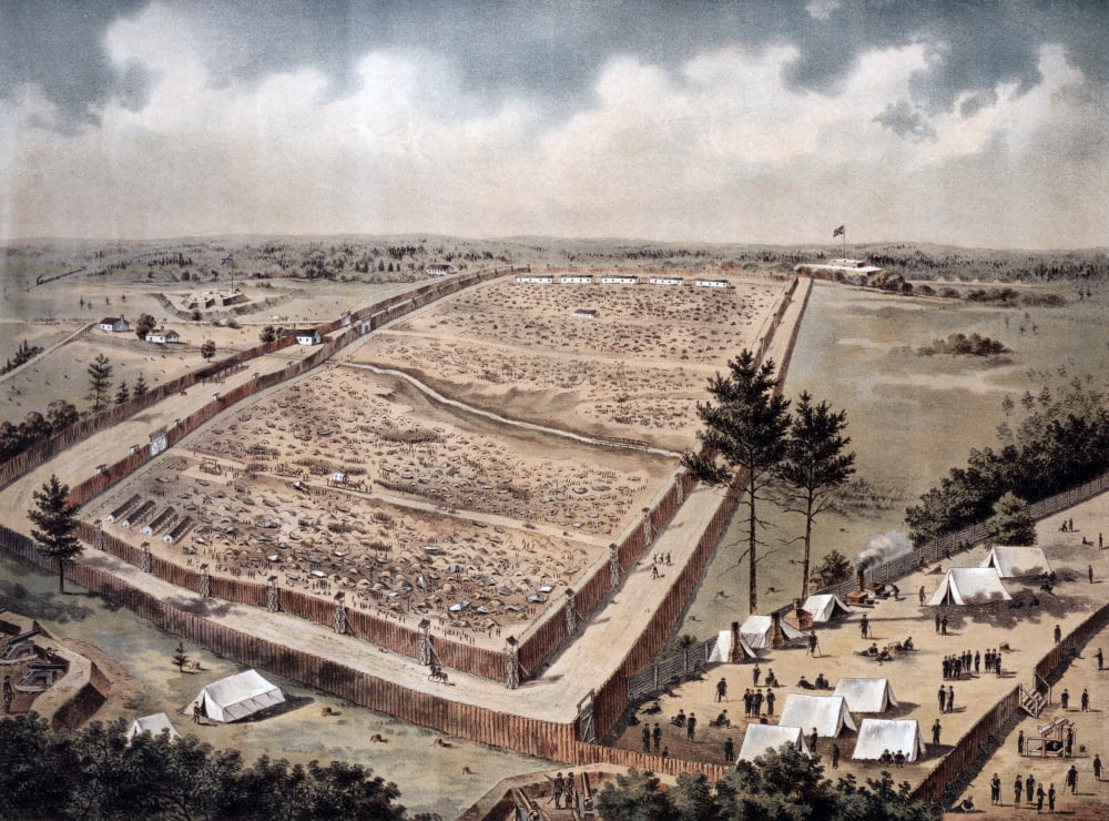 Andersonville Prison Officially Known As Camp Sumter Where Union Prisoners Were Kept During The American Civil War From A 19Th Century Illustration Canvas Art - Ken Welsh Design Pics (17 x 12)