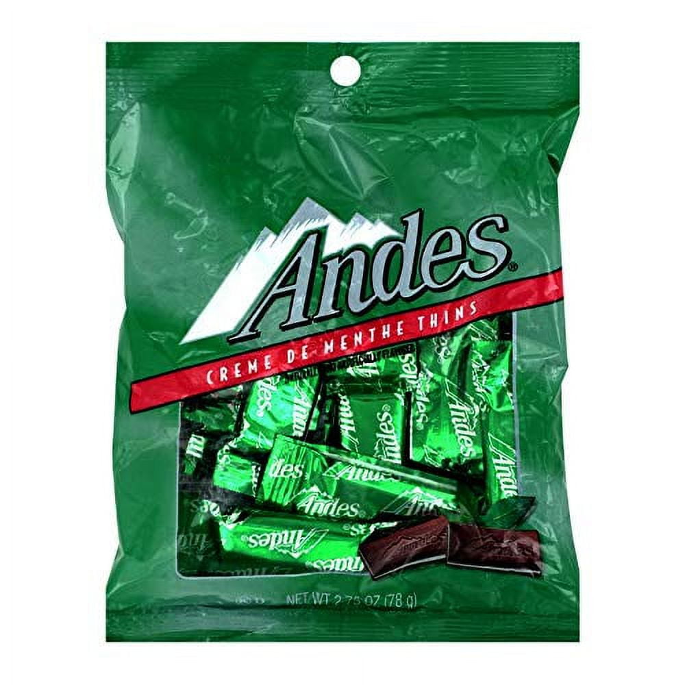 Andes (1) Bag Creme De Menthe Thins - Individually Wrapped Mint & Dark Chocolate Candy Pieces - Peanut Free & Gluten Free - Net Wt. 2.75 oz