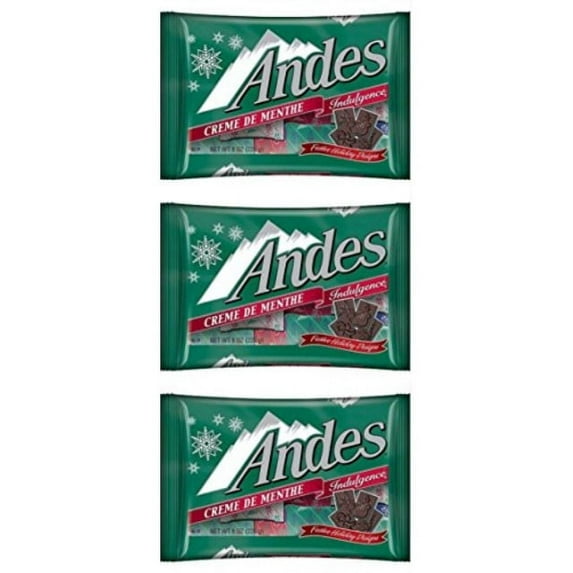 andes creme de menthe mints festive christmas holiday candy, pack of 3, 9.5 oz