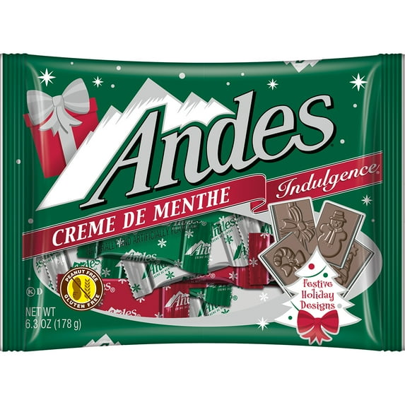 Andes, Crème De Menthe, Individually Wrapped Mints, 6.35 oz., Peanut Free, Gluten Free. Contains Milk and Soy.