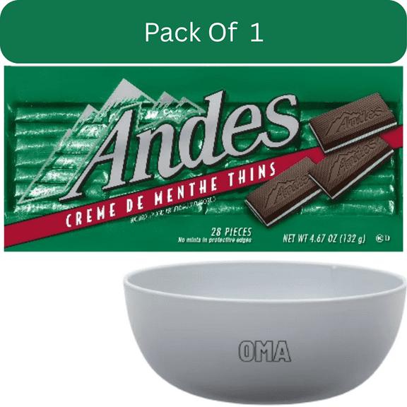 Andes Crme de Menthe Thins 4.67 oz Box-With Olive White Bowl By OMA