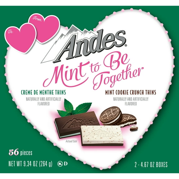 Andes, Mint to Be Together, Valentine Gift Box 9.34oz, Contains Milk, Peanut Free, Gluten Free
