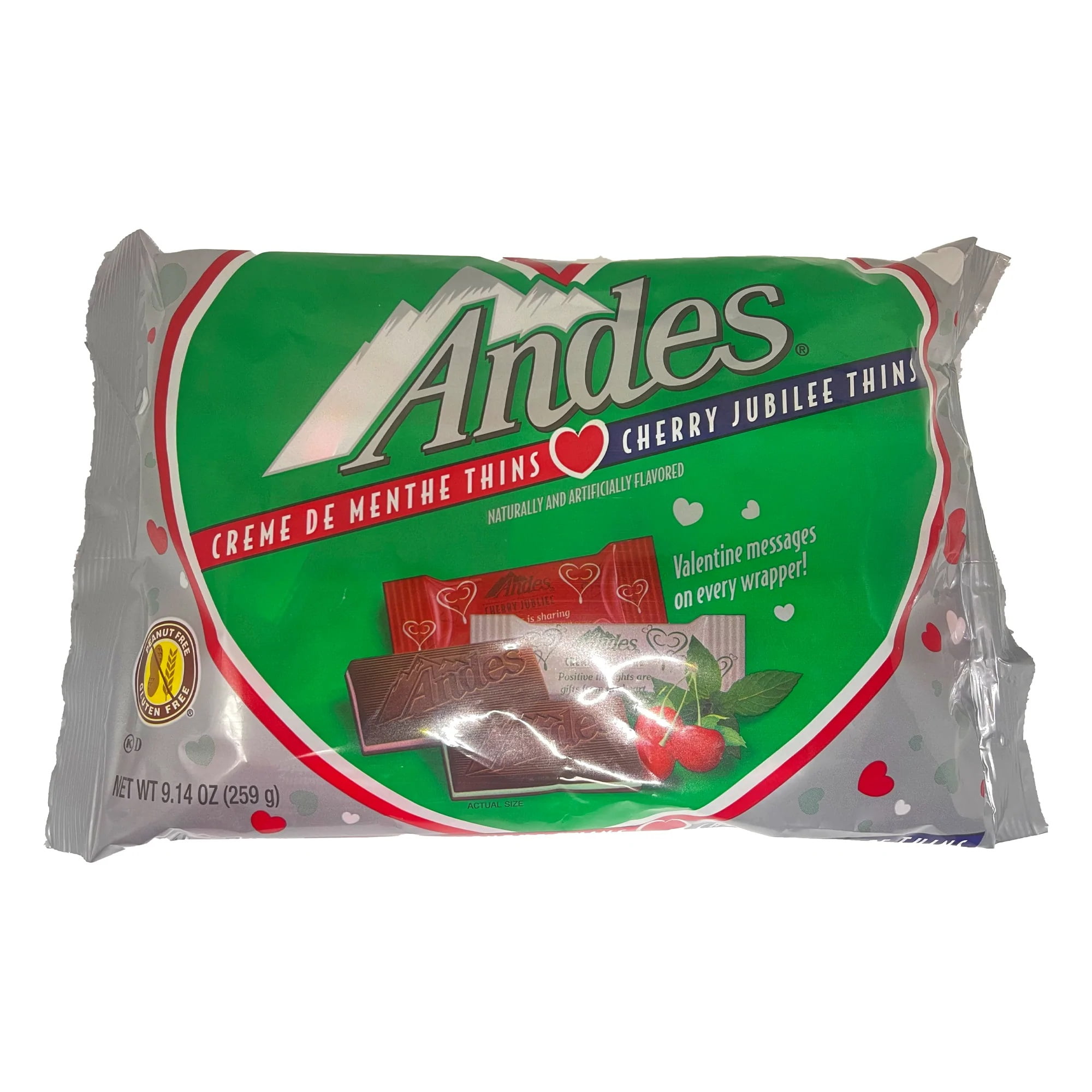 Andes Valentines Creme de Menthe and Cherry Jubilee Thins Assorted 9.14