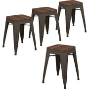 Andeworld 18 inch Stools Metal Dining Chairs Set of 4 Stackable Kids Stools Short Stools Bar Stools Classroom Stools (18 inch, Rustic)