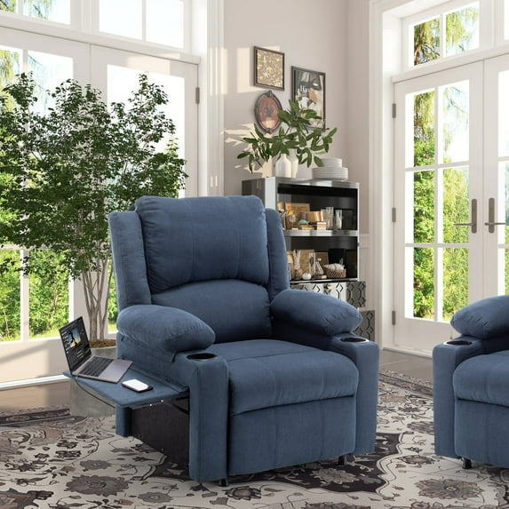 Andeworld 21" Recliner Chairs with Heat and Massage,Lazy Boy Recliner Chair for Adults,Recliner Sofa chairs with Cup Holder and Side Pocket for Living Rooms, Bedrooms, and Nurseries(Blue)