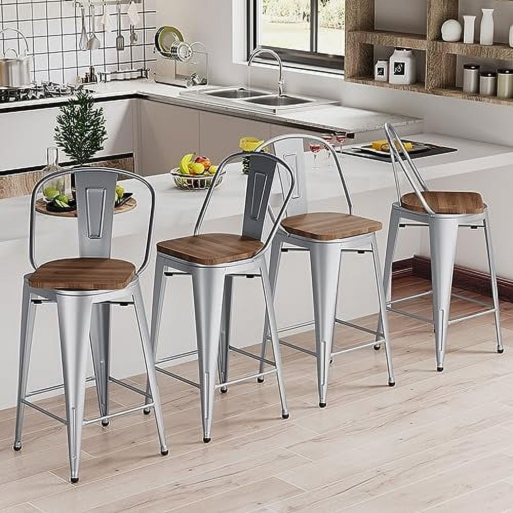 Andeworld 24 Inch Swivel Bar Stools Industrial Metal Barstools High ...