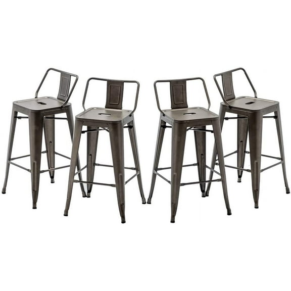 Andeworld 24" Low Back Metal Counter Stool Height Bar Stools [Set of 4] Barstools, Bronze
