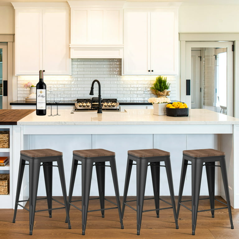 Backless Rustic Kitchen Bar Chairs