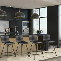 Andeworld 24" Swivel Bar Stools with Backs Plastic Counter Height Stools Set of 4 Metal Legs Black