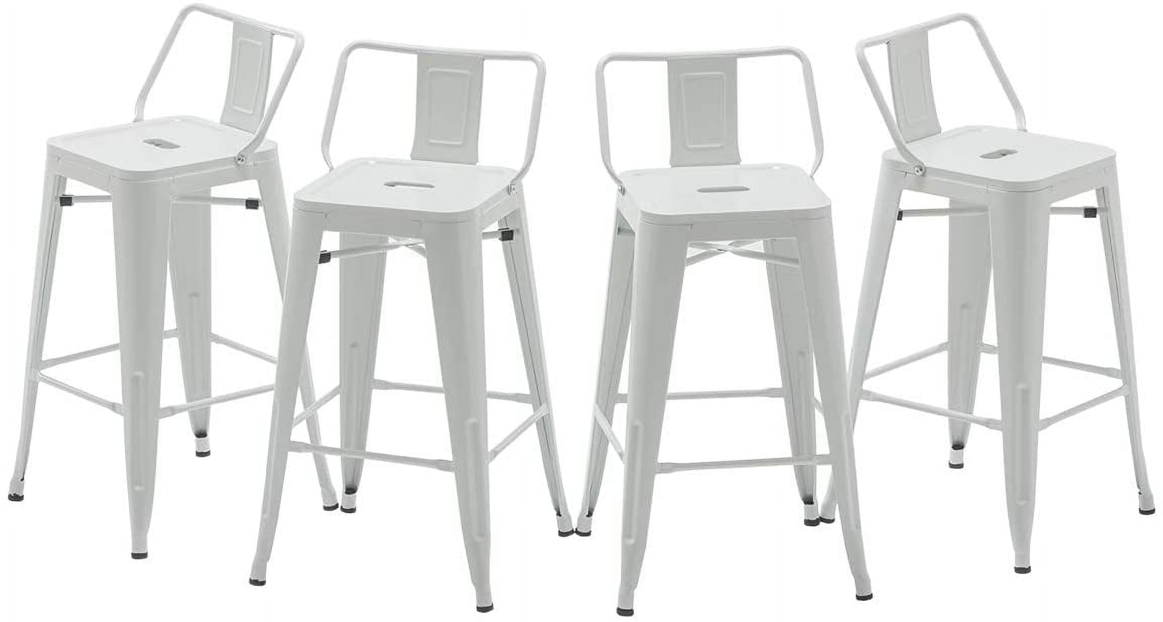 26" White Metal Backless Counter Height Bar Stools Set of 4