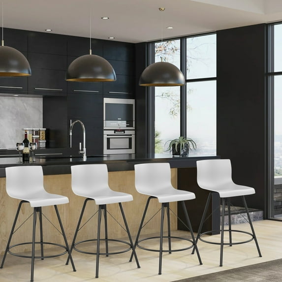 Andeworld 30" Swivel Bar Stools with Back Metal Barstools Set of 4 Counter Height Stools Gray Plastic Seat