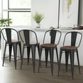 Andeworld 30" bar stools Set of 4,Black Bar Stools with Larger Seat,Bar
