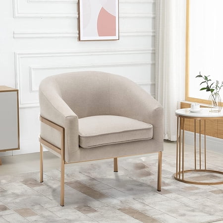 Andeworld Accent Chair Arm Chair Upholstered Chair Living Room Chair for Living Room, Beige