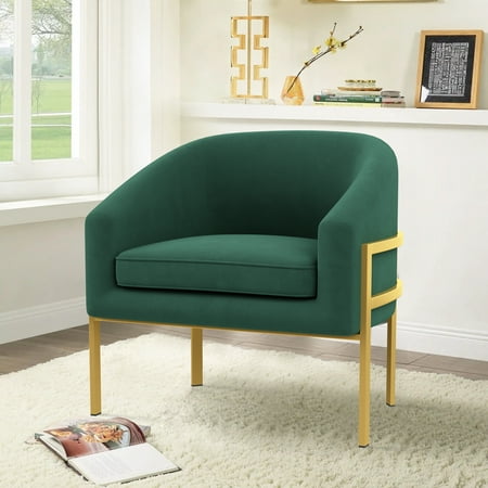 Andeworld Accent Chair Arm Chair Upholstered Chair Living Room Chair Leisure Chair with Metal Frame Legs for Home Kitchen Bedroom Reading Office(Green)