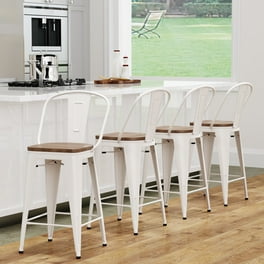 Regal Retro Cafe Bolt Down 30 in. Metal Bar Stool with Upholstered Seat Walmart