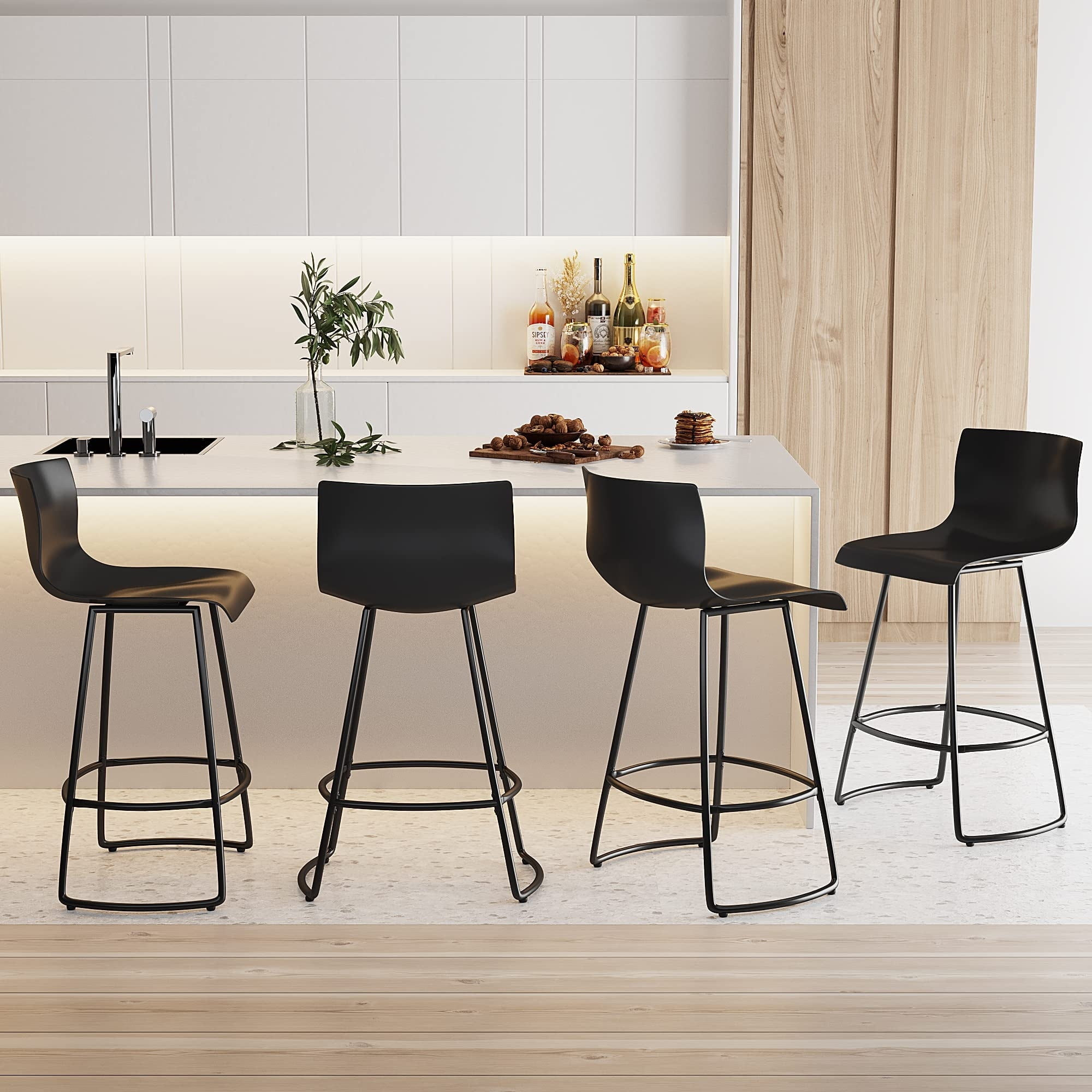Andeworld Bar Stools Set of 4 Counter Height Bar Stools Modern Swivel Bar Stools Bar Chairs with ...