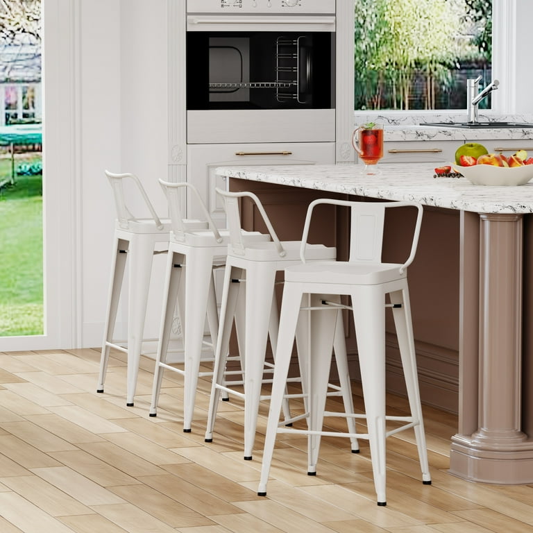 Andeworld Bar Stools Set of 4,Counter Height Barstools Metal Bar