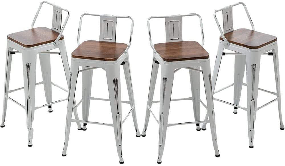 Andeworld Bar Stools Set of 4 Counter Height Stools Industrial Metal