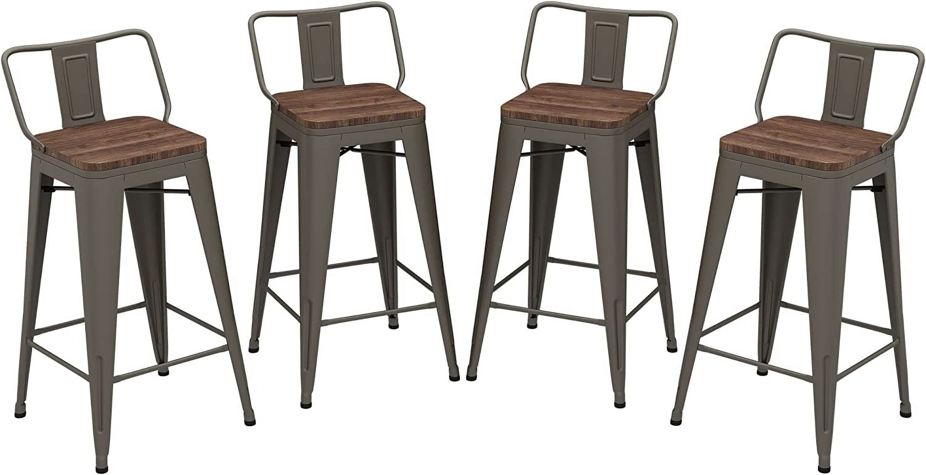 Andeworld Bar Stools Set of 4 Counter Height Stools Industrial Metal
