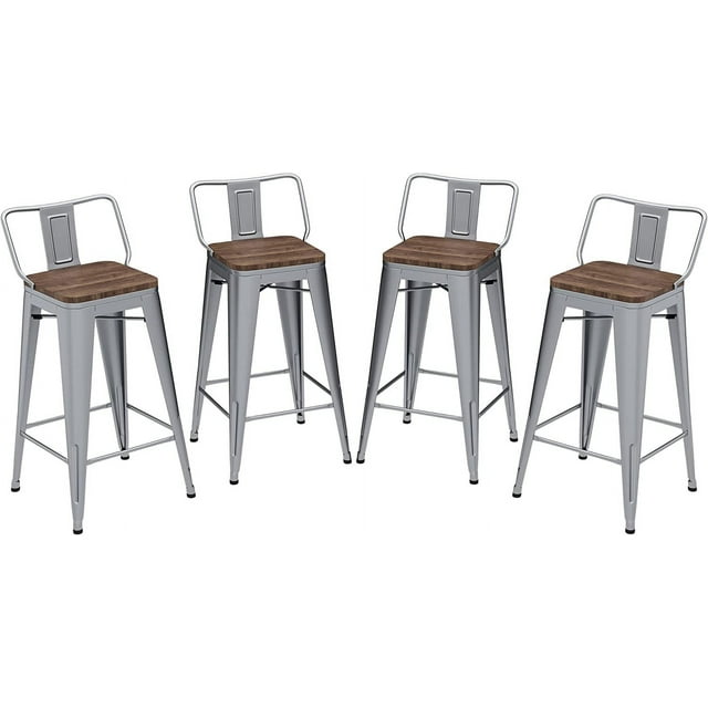 Andeworld Bar Stools Set of 4 Counter Height Stools Industrial Metal
