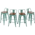 thumbnail image 1 of Andeworld Bar Stools Set of 4 Counter Height Stools Industrial Metal Barstools with Wooden Seats( 26 Inch, Distressed Green Blue), 1 of 8