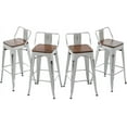 thumbnail image 1 of Andeworld Bar Stools Set of 4 Counter Height Stools Industrial Metal Barstools with Wooden Seats( 26 Inch, Distressed White ), 1 of 9