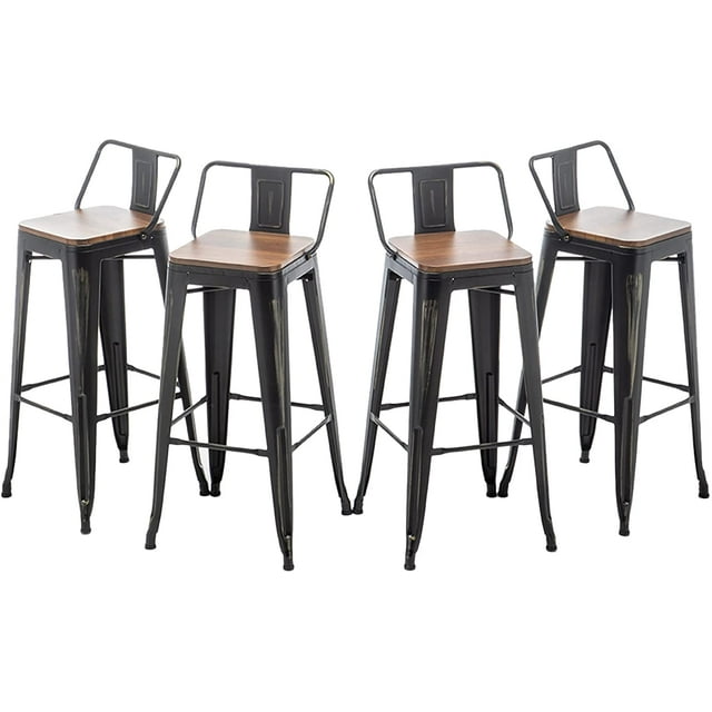Andeworld Bar Stools Set of 4 Counter Height Stools Industrial Metal
