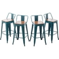 thumbnail image 1 of Andeworld Bar Stools Set of 4 Counter Height Stools Industrial Metal Barstools with Wooden Seats( 30 Inch, Distressed Teal), 1 of 10