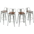 thumbnail image 1 of Andeworld Bar Stools Set of 4 Counter Height Stools Industrial Metal Barstools with Wooden Seats( 30 Inch, Distressed White ), 1 of 9