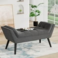 thumbnail image 1 of Andeworld Bed Bench Upholstered Tufted Footstool Entryway Ottoman Bench Two Seaters (Dark Gray), 1 of 19